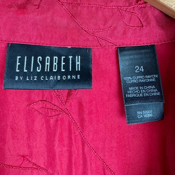 Elisabeth Vintage Red Embroidered Satin Blouse - Picture 5 of 8